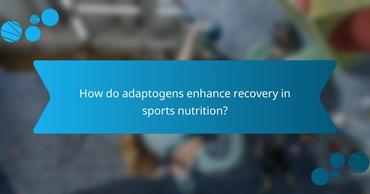 How do adaptogens enhance recovery in sports nutrition?