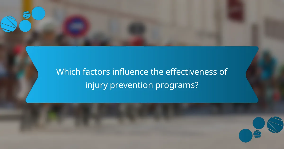 Which factors influence the effectiveness of injury prevention programs?